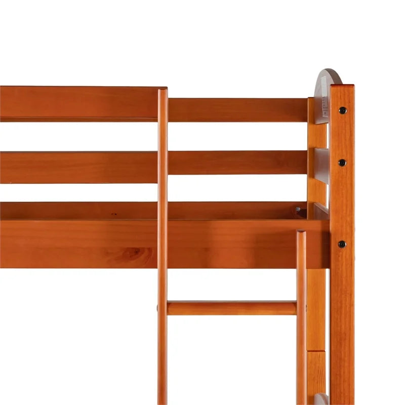 Walker Edison Twin-over-Twin Solid Wood Bunk Bed Frame, Amber Y9310