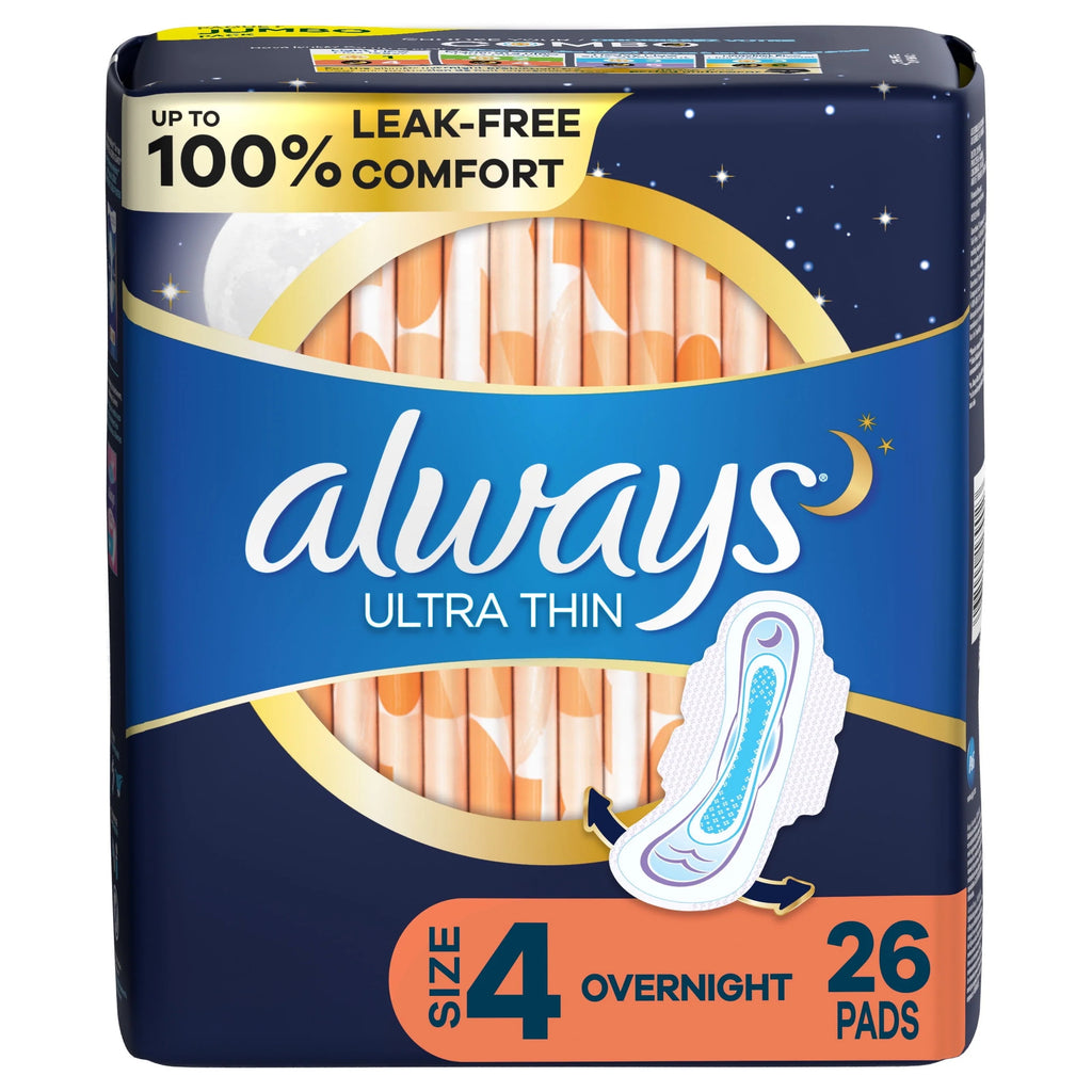 Always Ultra Thin Overnight Pads with Wings Size 4, 36 Count L6469
