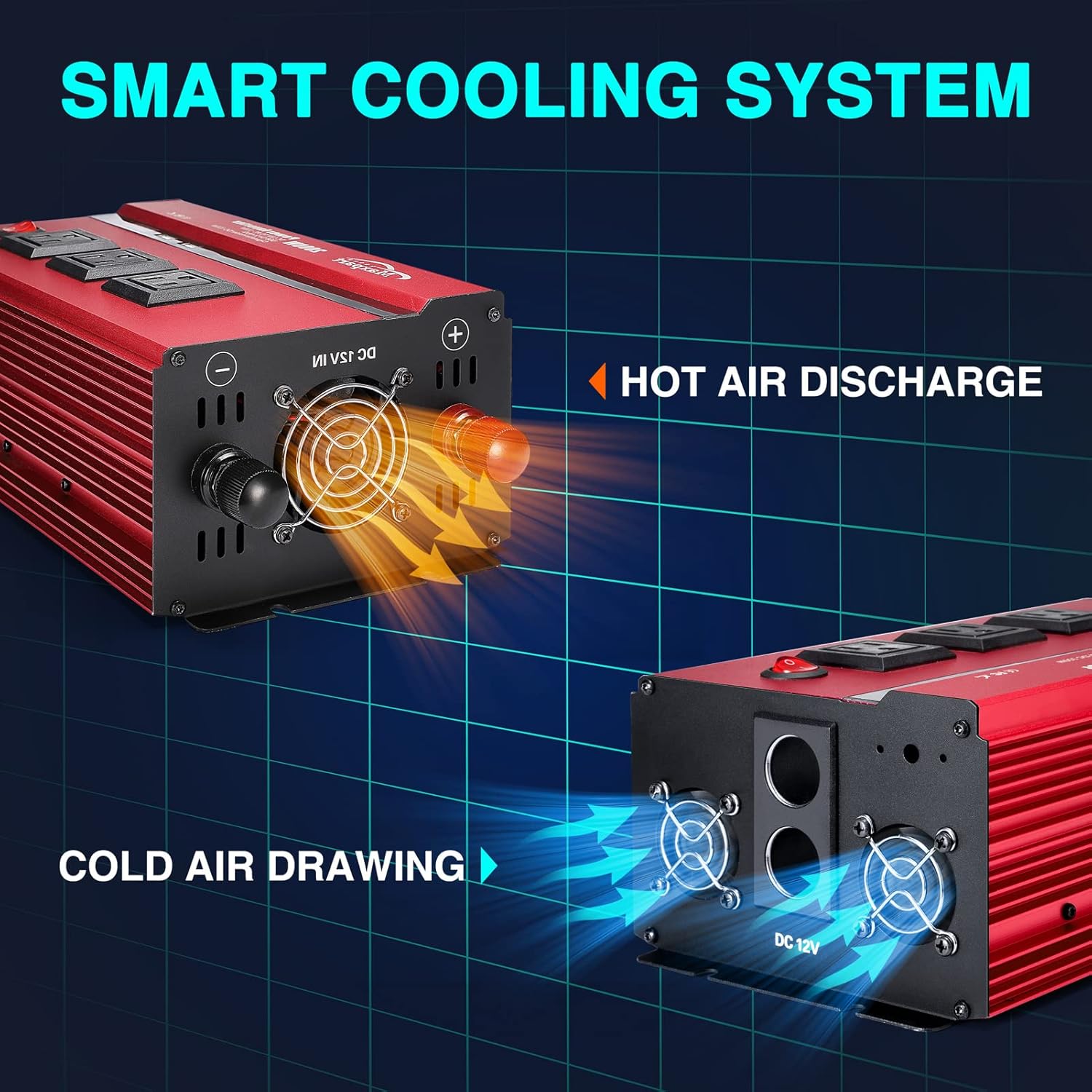 Maxpart 2000W Power Inverter 12V DC to 110V AC with 3 AC Outlets and USB Port D564