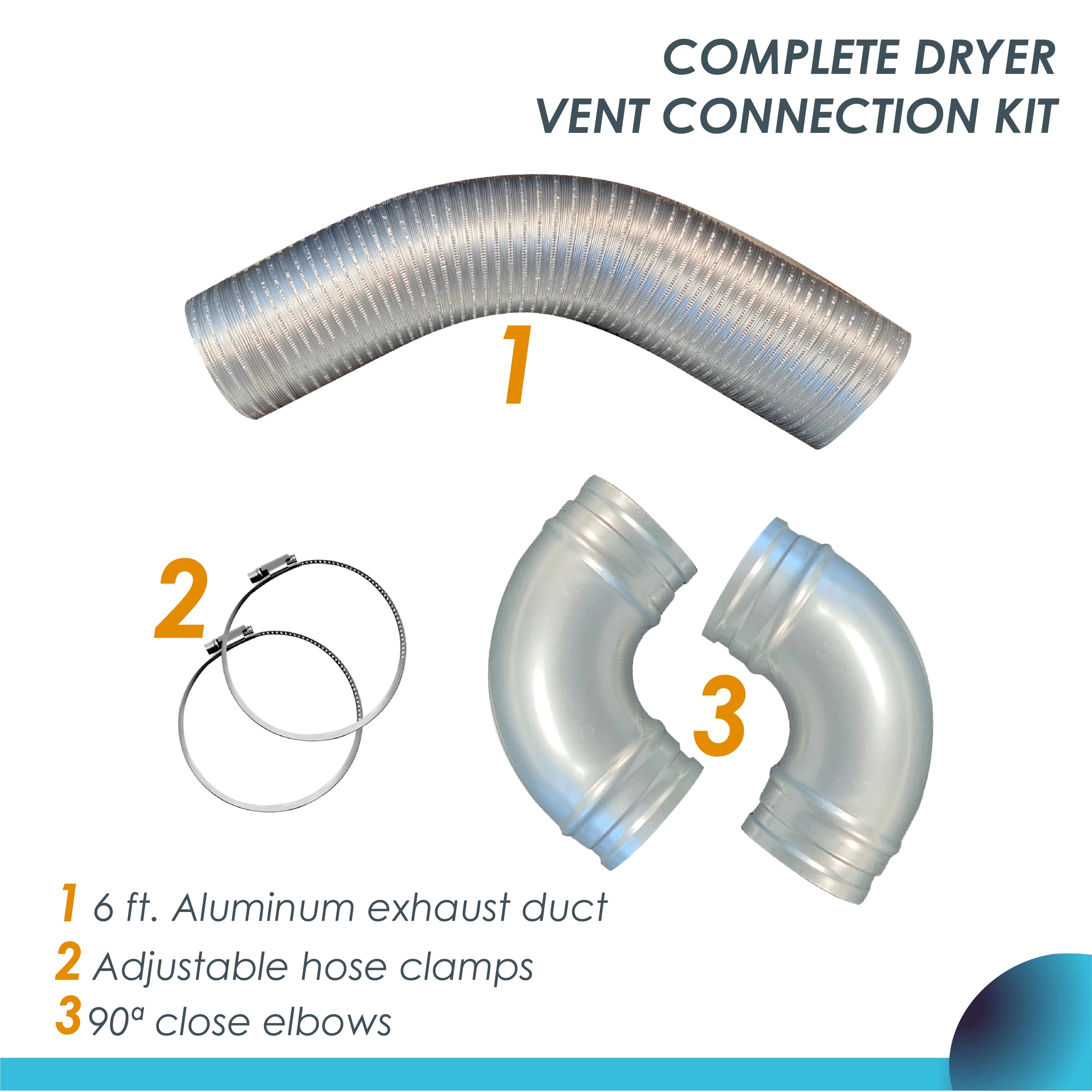 4 inch Dryer Vent Kit with 6 ft Duct, 2 Elbows, 2 Clamps M92626