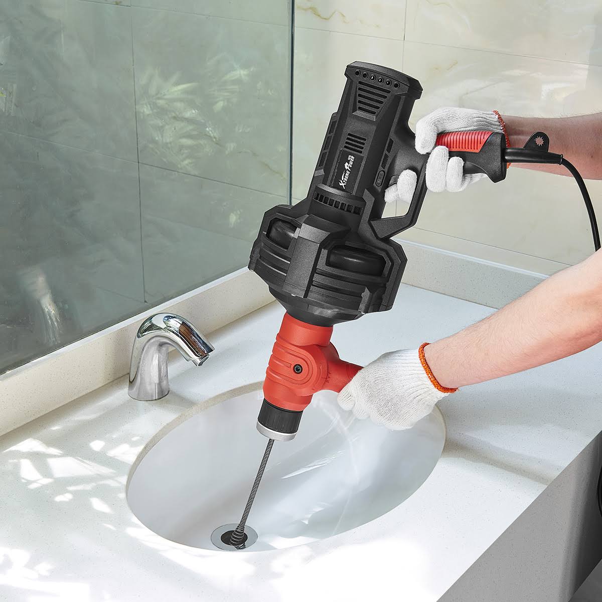 XtremepowerUS Handheld Portable Auto Feed Snake Drain Auger Corded Operated UNC