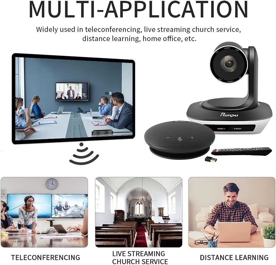 Runpu Video Conference System Bundle with Wireless Speaker and HD Camera E32644