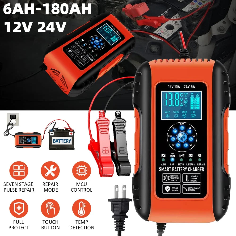 10A Smart Car Battery Charger 12V/24V with Pulse Repair R8209