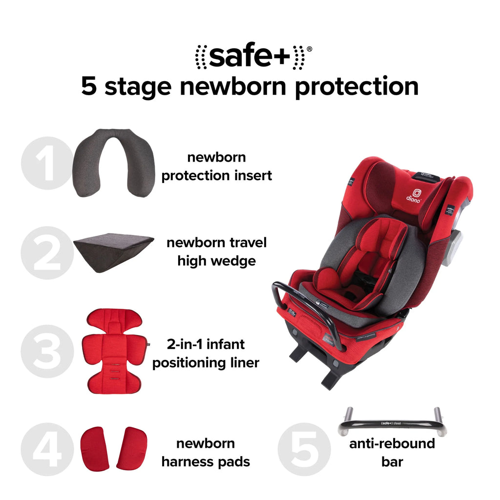 Diono Radian 3QXT SafePlus All-in-One Convertible Car Seat, Red B871