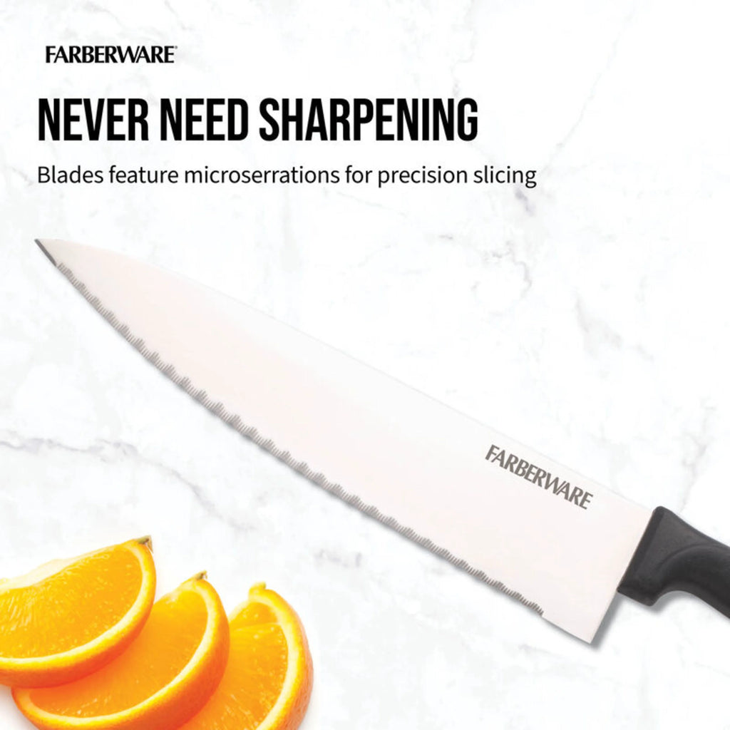 Farberware 18 Piece Stainless Steel Knife Set with Wood Block U718