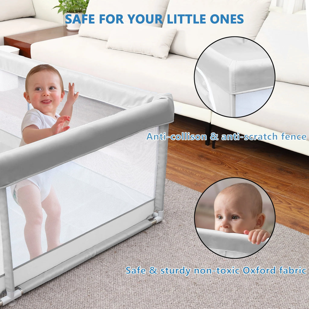 TEAYINGDE Baby Playpen Large Play Yard for Toddlers, 47x47 Gray P238