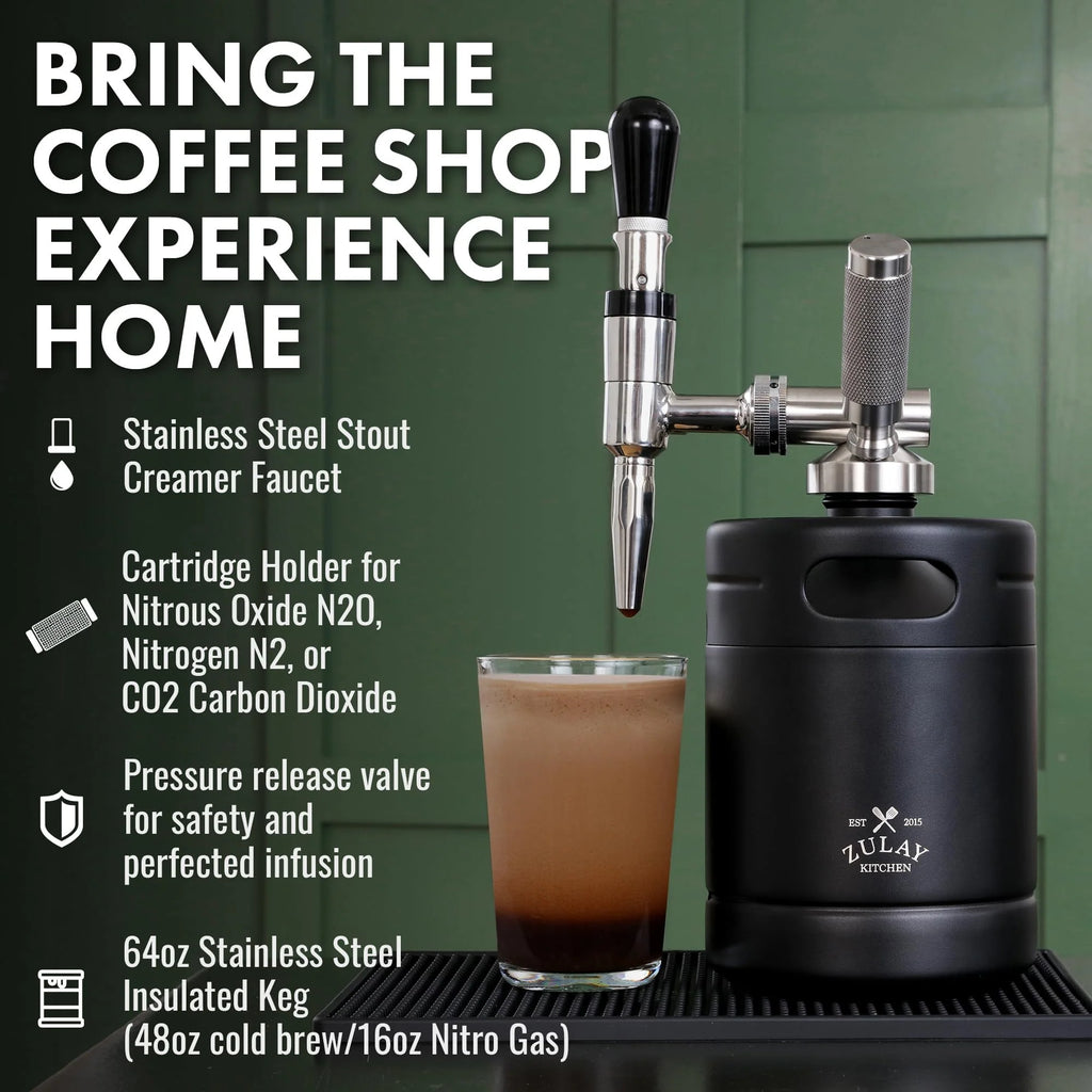 Zulay Kitchen 1 Gallon Cold Brew Coffee Maker with Glass Pitcher and Steel Filter S311521