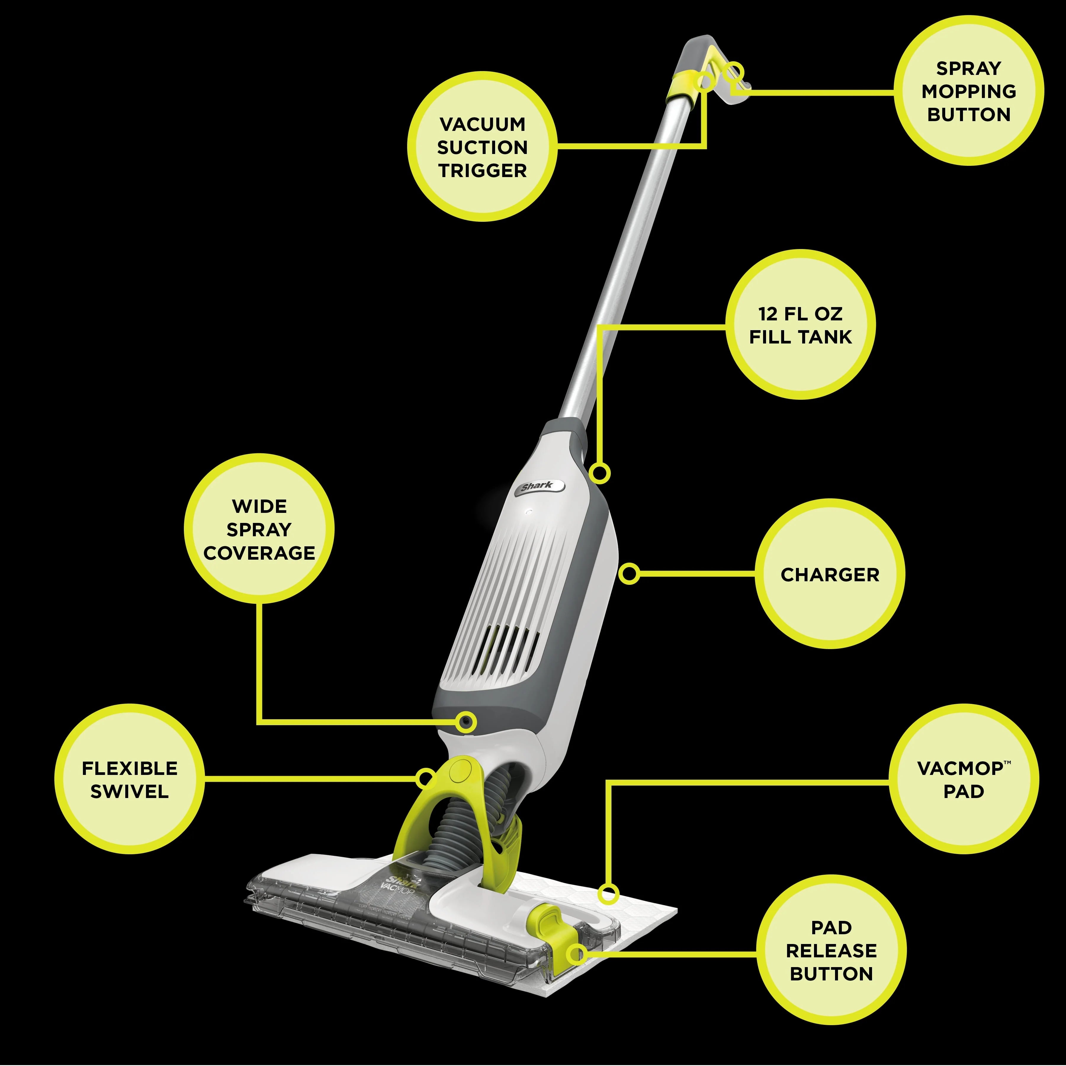 Shark VACMOP Cordless Hard Floor Vacuum Mop with Disposable Pads, VM200 A64175