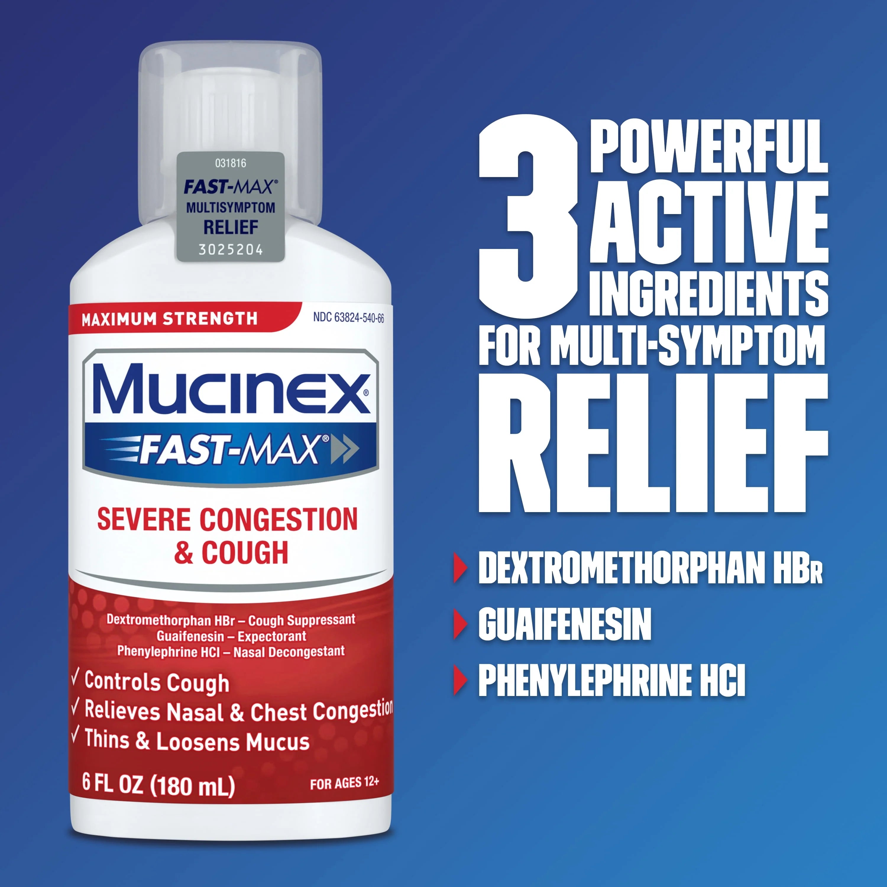 Mucinex Fast Max Severe Congestion & Cough Liquid Medicine, 6 fl oz V383