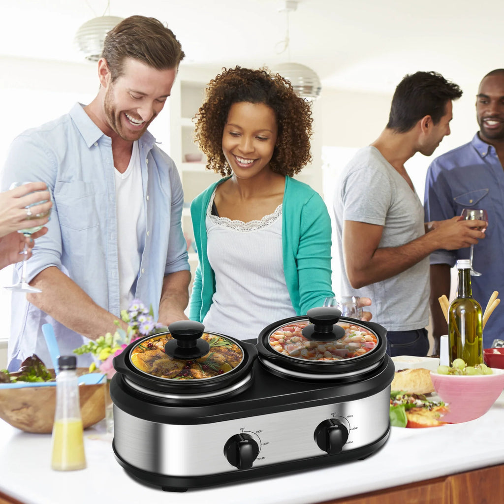 CozyHom 2.5QT Dual Pot Slow Cooker with Adjustable Temp R17780