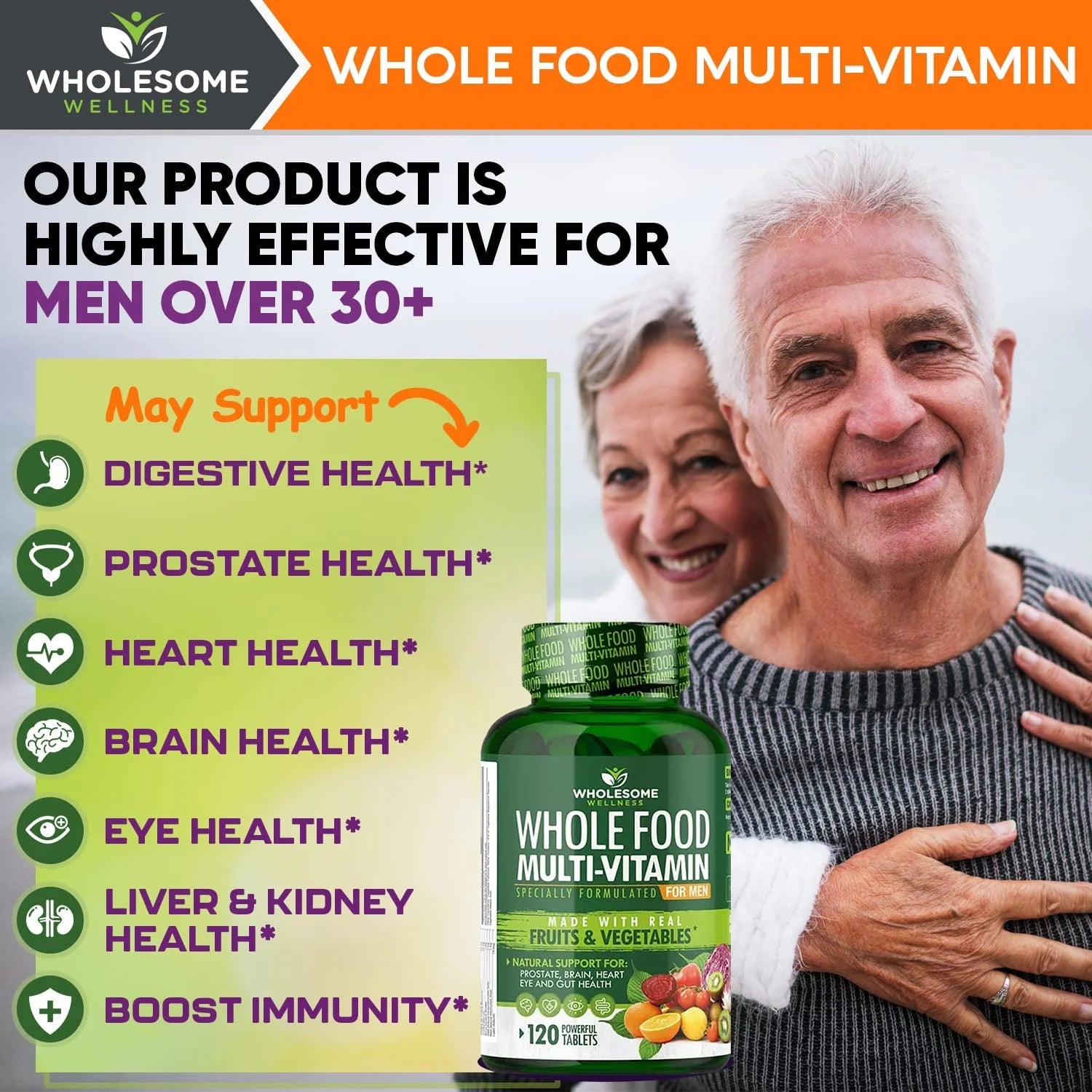 Whole Food Multivitamin for Men - Vegan, 120 Tablets Z318321