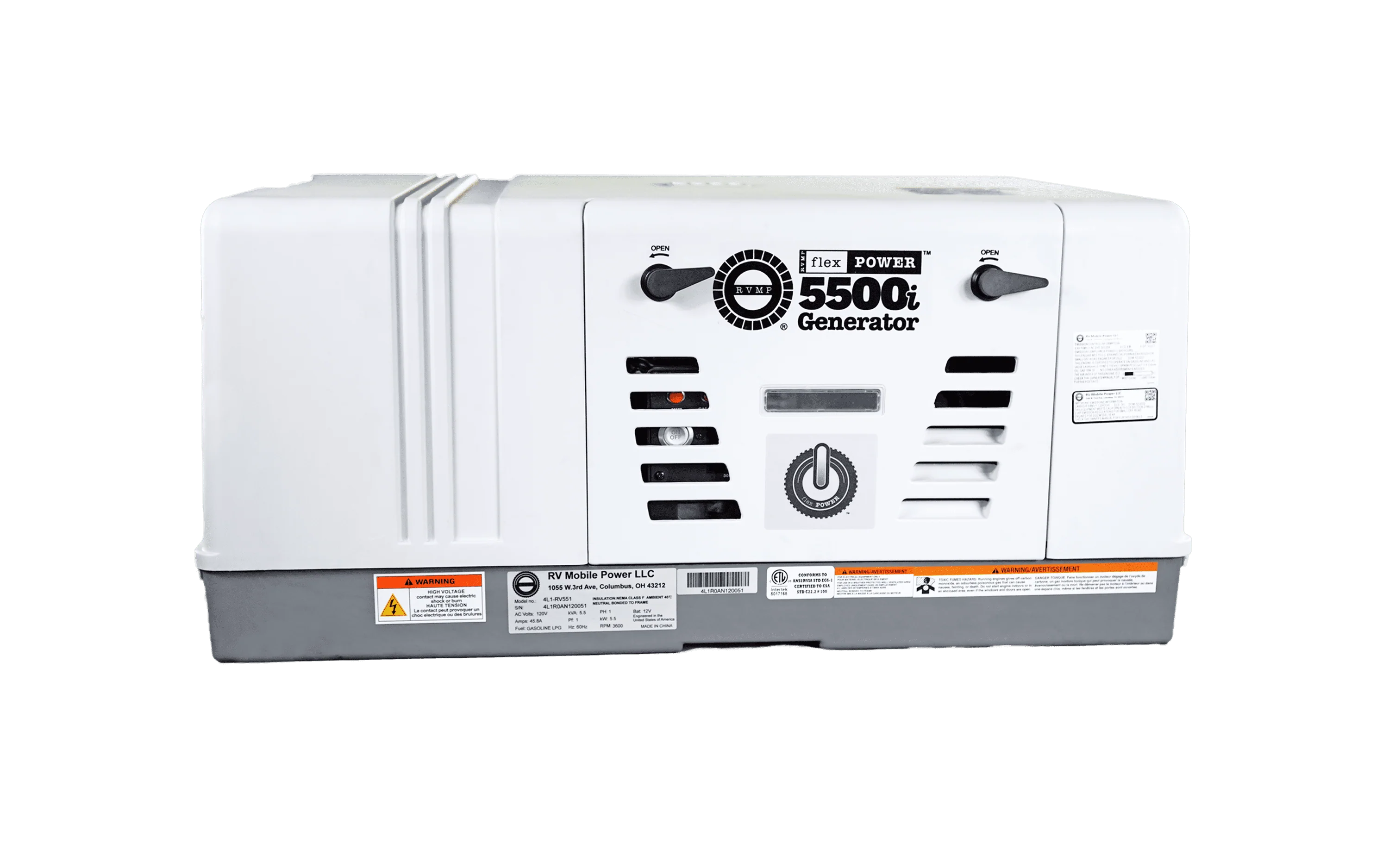 RVMP Flex Power 5500i | 5500 Watt Dual-Fuel Installed RV Generator | RVMP 5500W RV Dual Fuel Installed Generator | Flexible and Reliable 5.5kW Dual Fuel Installed Generator for Recreational Vehicles