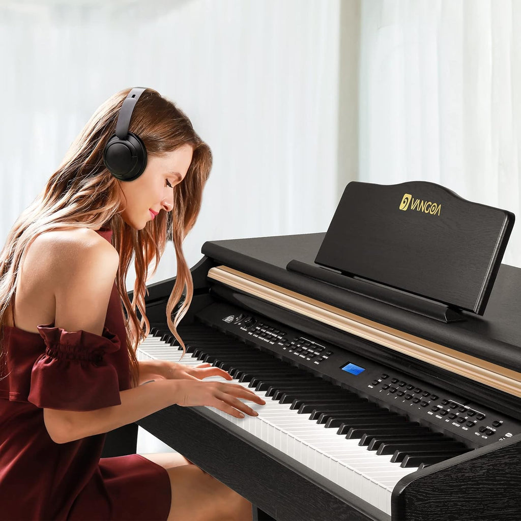 Vangoa 88 Key Weighted Digital Piano Bundle with Furniture Stand, Black Q36742