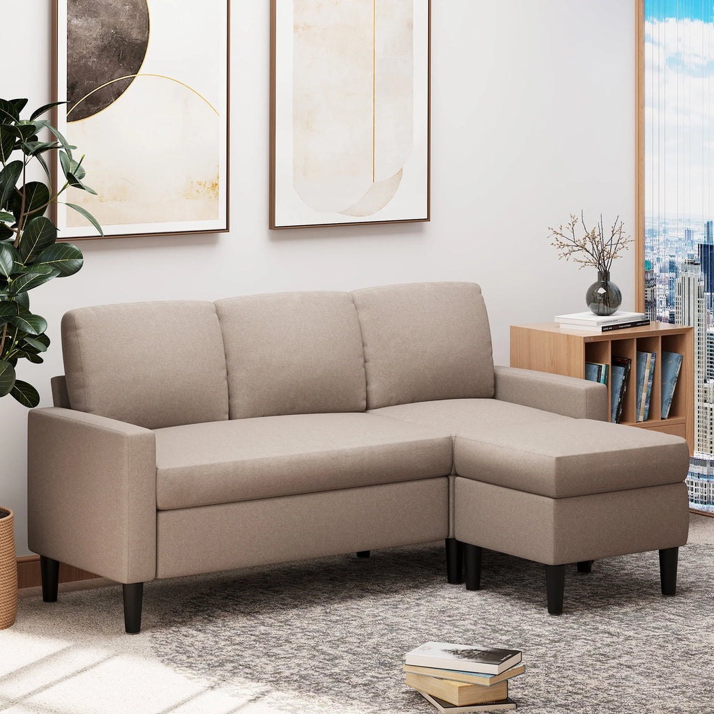 Walsunny Convertible Sectional Sofa Couch, L-Shaped with Reversible Chaise, Grayish Black A704