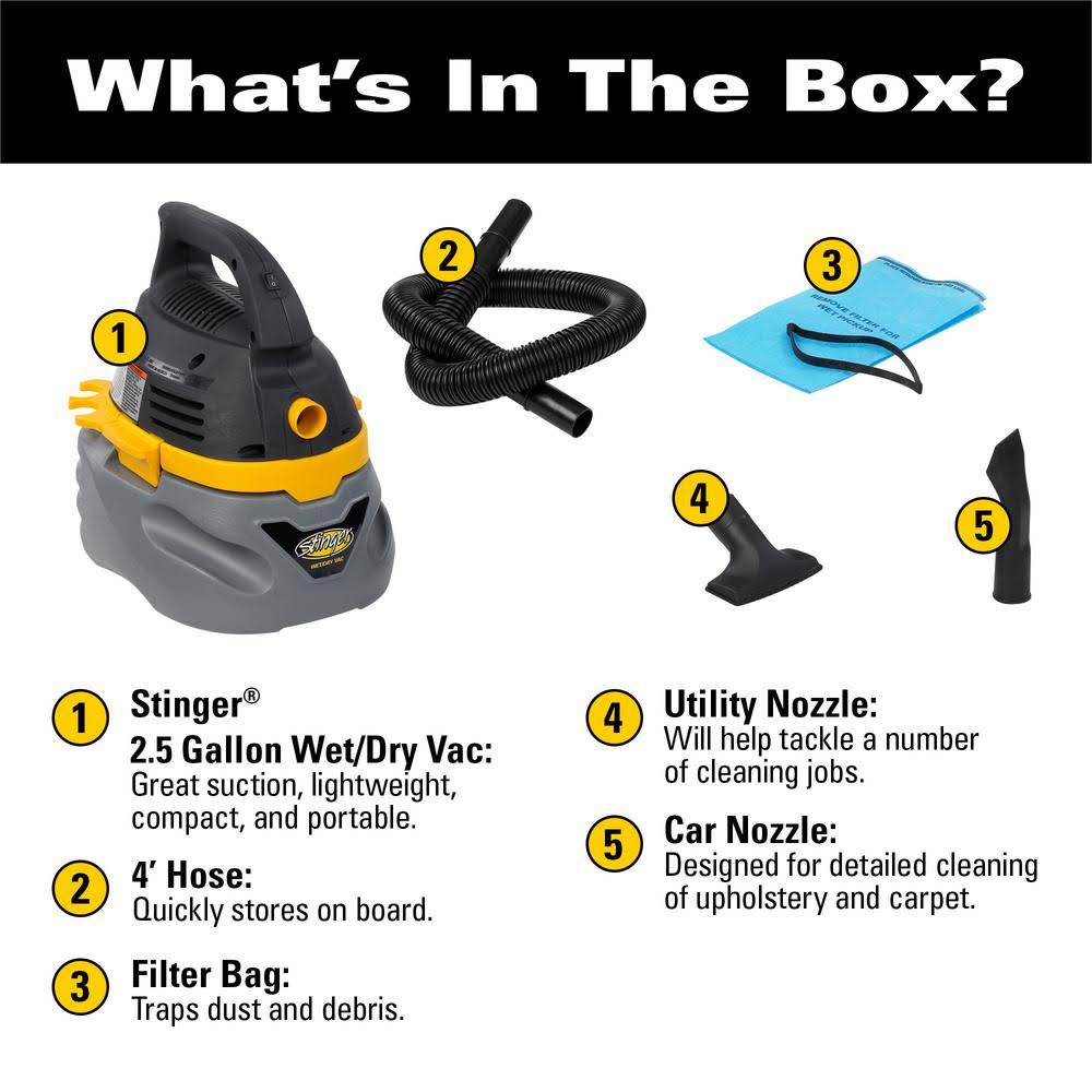 Stinger 2.5 Gallon Wet/Dry Vacuum M414207