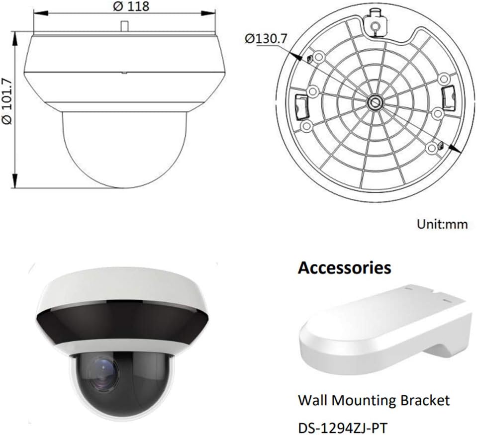 Hikvision 4MP POE Mini PTZ IP Camera DS-2DE2A404IW-DE3, 4X Optical Zoom, Smart IR Night Vision V728230
