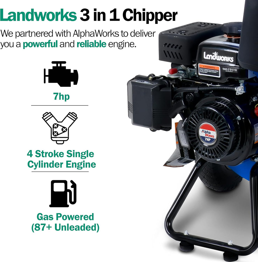 Landworks Wood Chipper Shredder Mulcher 7HP 3 in 1 T881593