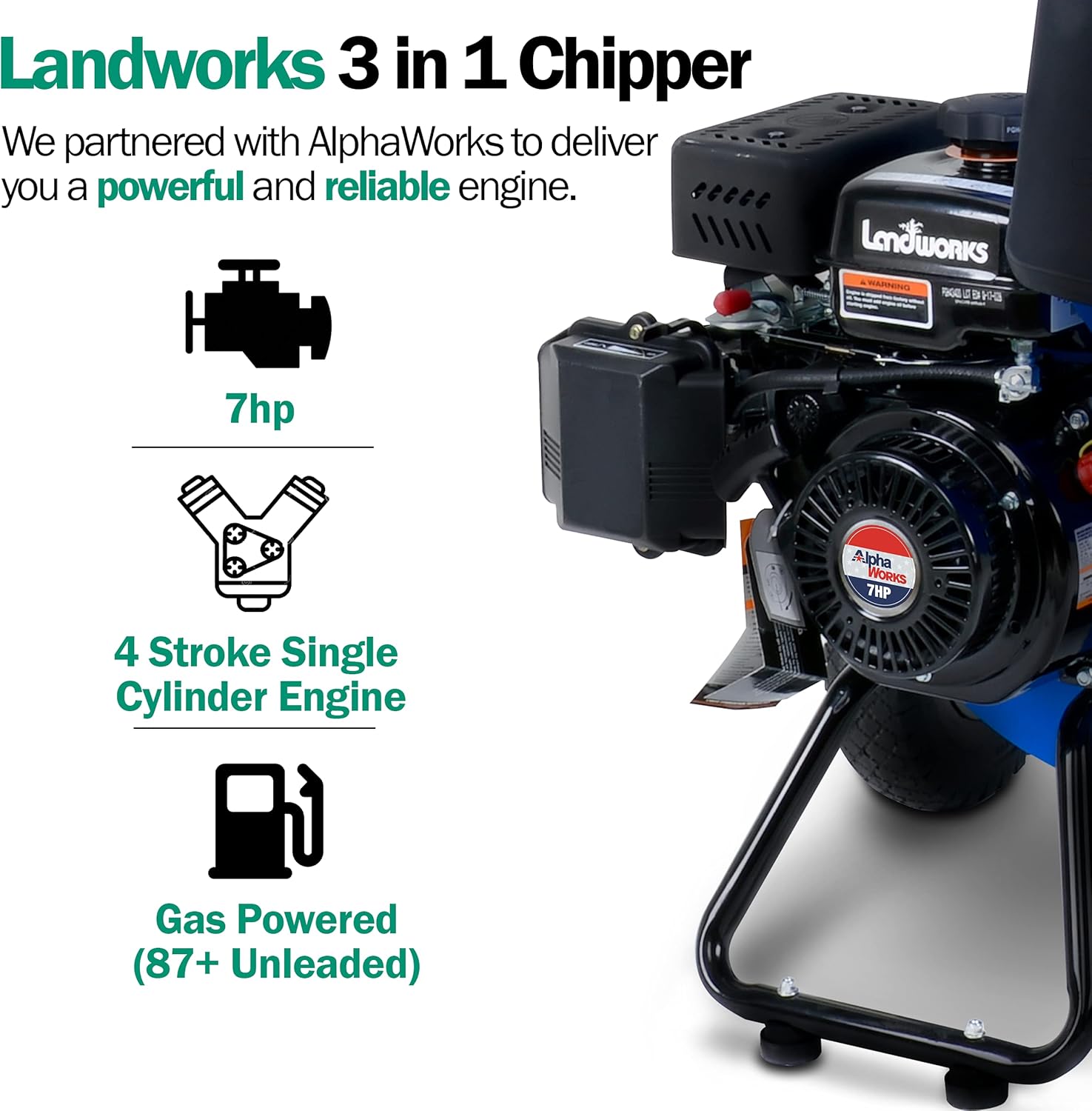 Landworks Wood Chipper Shredder Mulcher 7HP 3 in 1 T881593
