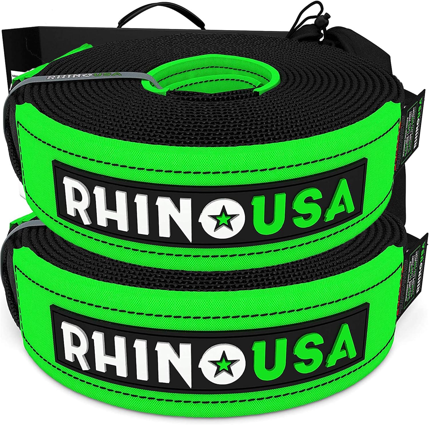 Rhino USA Recovery Tow Strap (3" x 30') Lab Tested 31,518lb Break Strength - Heavy Duty Offroad Straps with Triple Reinforced Loop Ends to Ensure Peace of Mind - Emergency 4x4 Off Road Towing Rope Pack of 2
