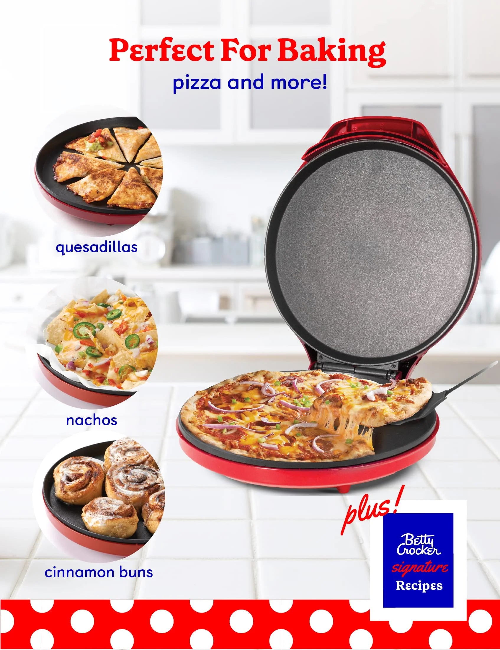 Betty Crocker Countertop Pizza Maker, 1440-Watt, BC-2958CR Z270963