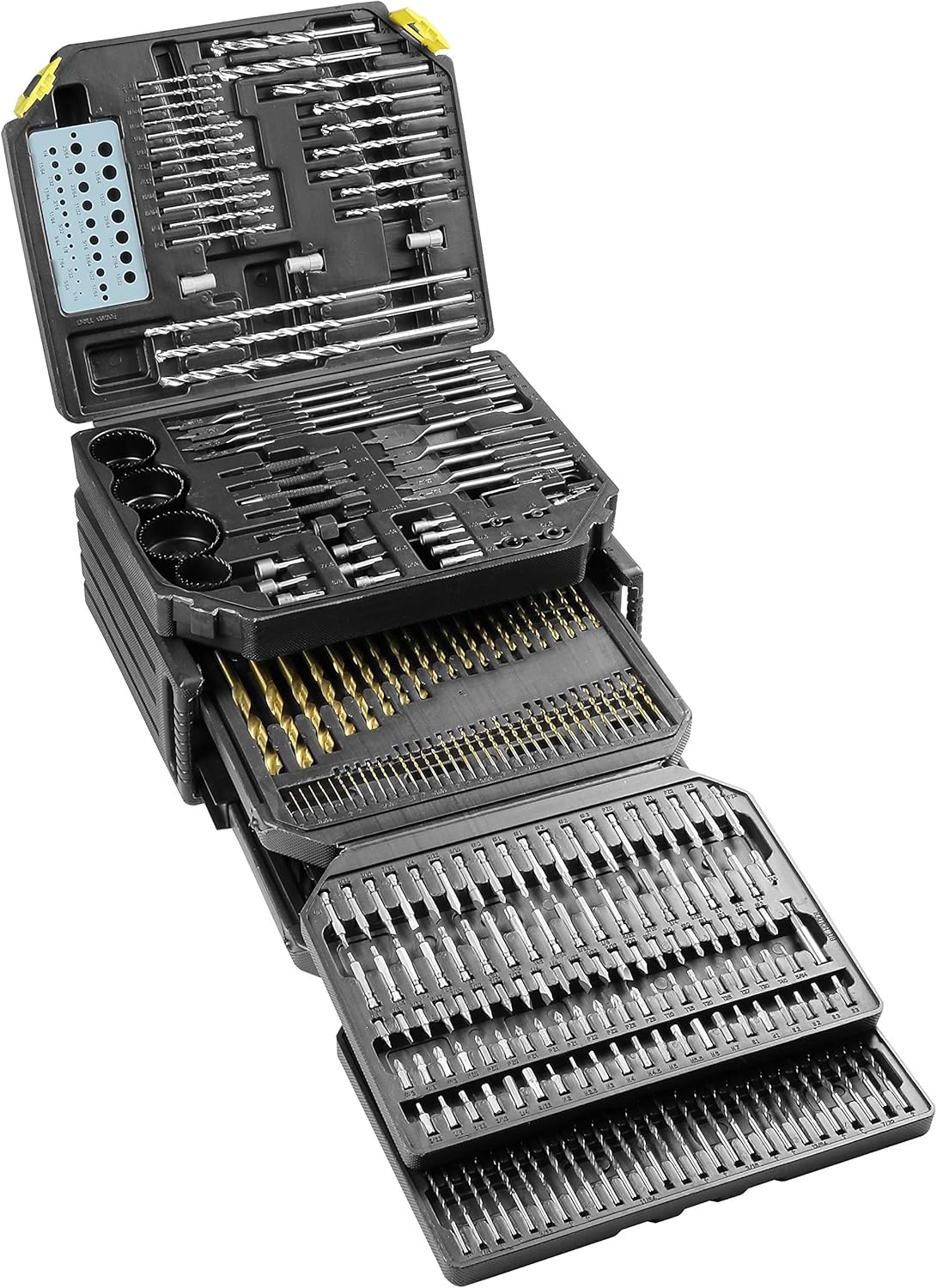 K Tool International Drill Bit Set Portable Tool Storage 326 Piece Set Drill Accessories with Case, Folding Trays, Portable Carrying Case, Easy Organization; KTI10330