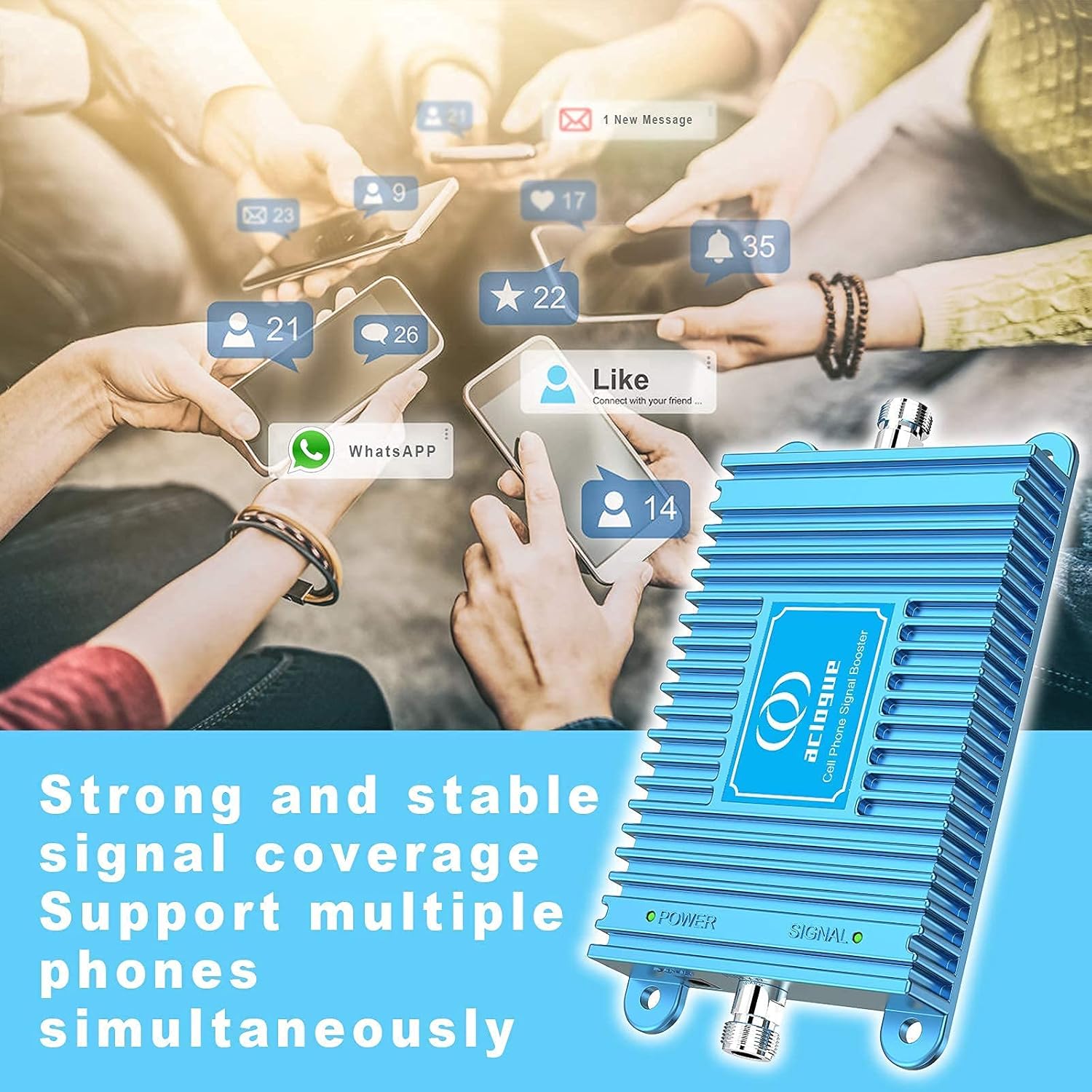 ATT Phone Signal Booster 5G 4G LTE Home, Covers 4,500 Sq.Ft, FCC Approved (Blue) Q7514