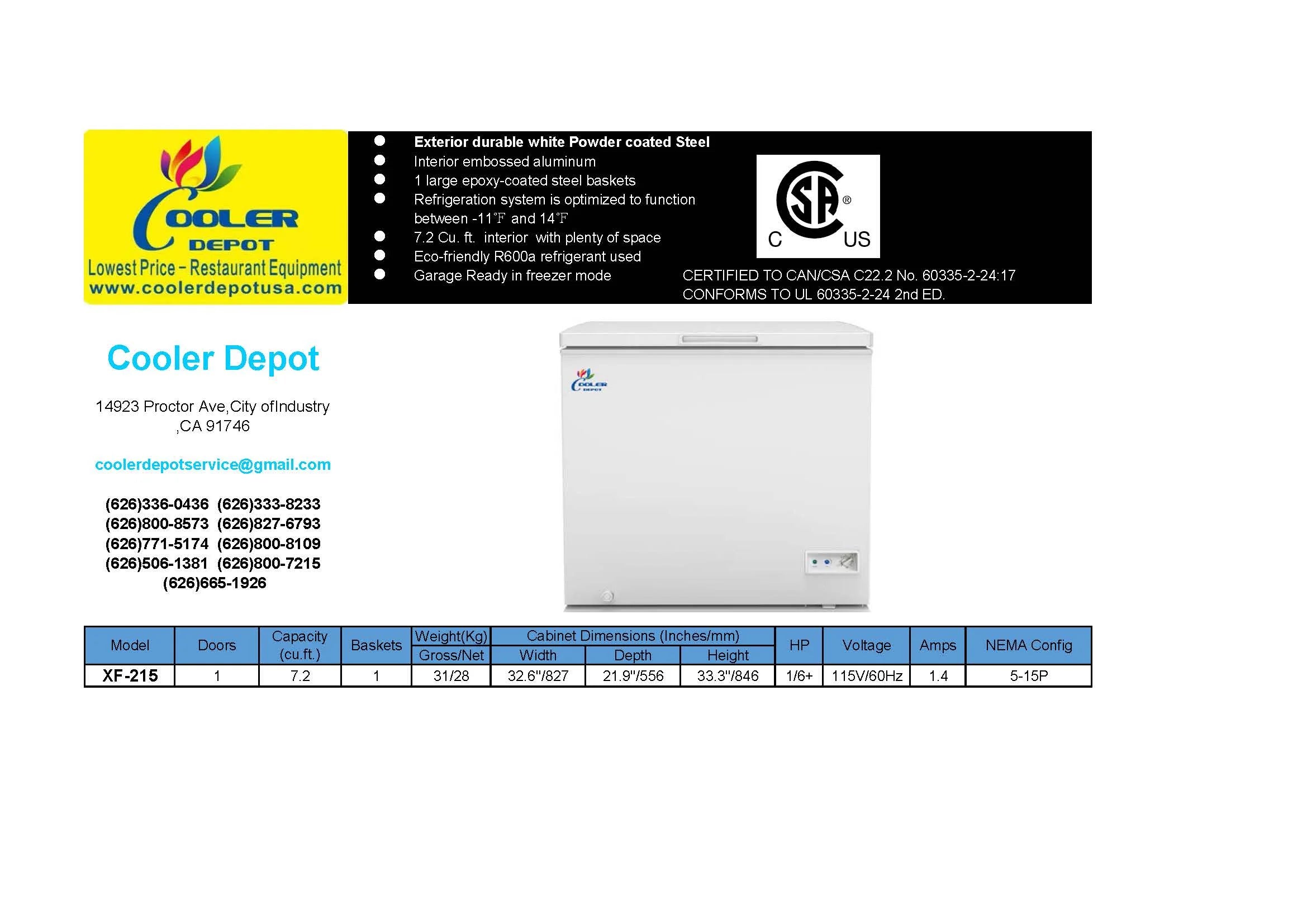 Solid Top Chest Freezer 7.2 Cu. ft. E256820