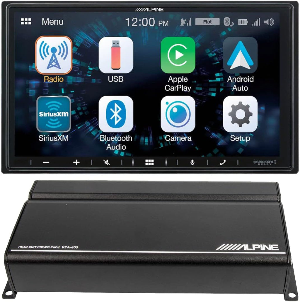 Alpine iLX-W650 Receiver Compatible with CarPlay and Android Auto - Includes KTA-450 4-Channel Power Pack Amp