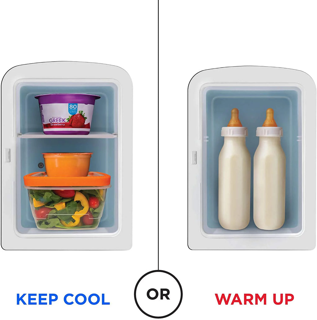 Chefman Portable Mirrored 4L Mini Fridge with Heating and Cooling, Pink R63610