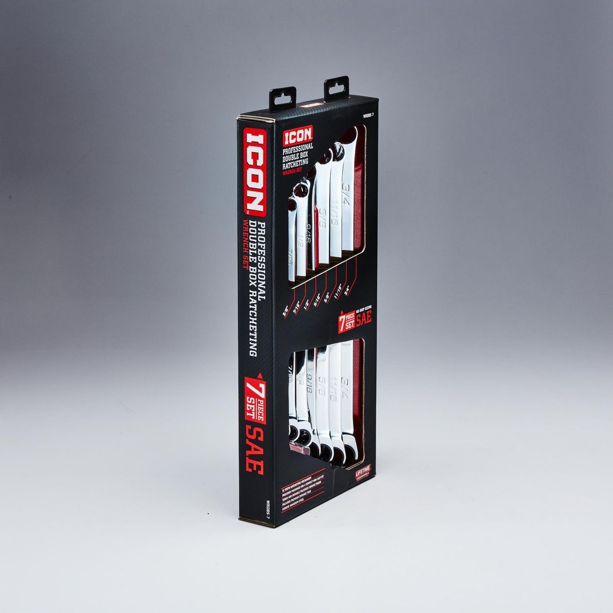 ICON Extra Long Professional SAE Double Box Ratcheting Wrench 7 Piece I19696