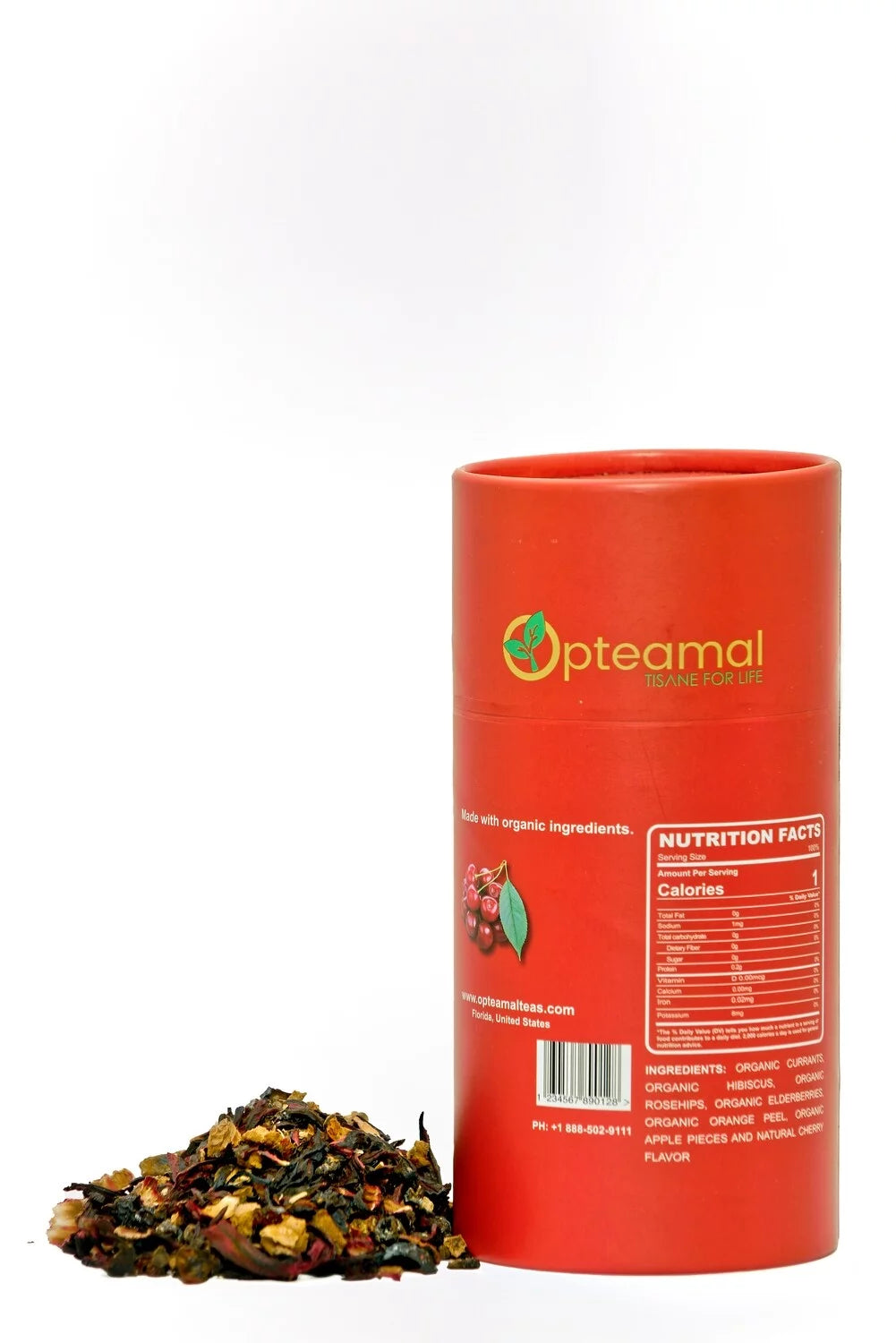 Opteamal Teas Organic Pure Loose Leaf Cherry Hibiscus Tea, 4oz U748781
