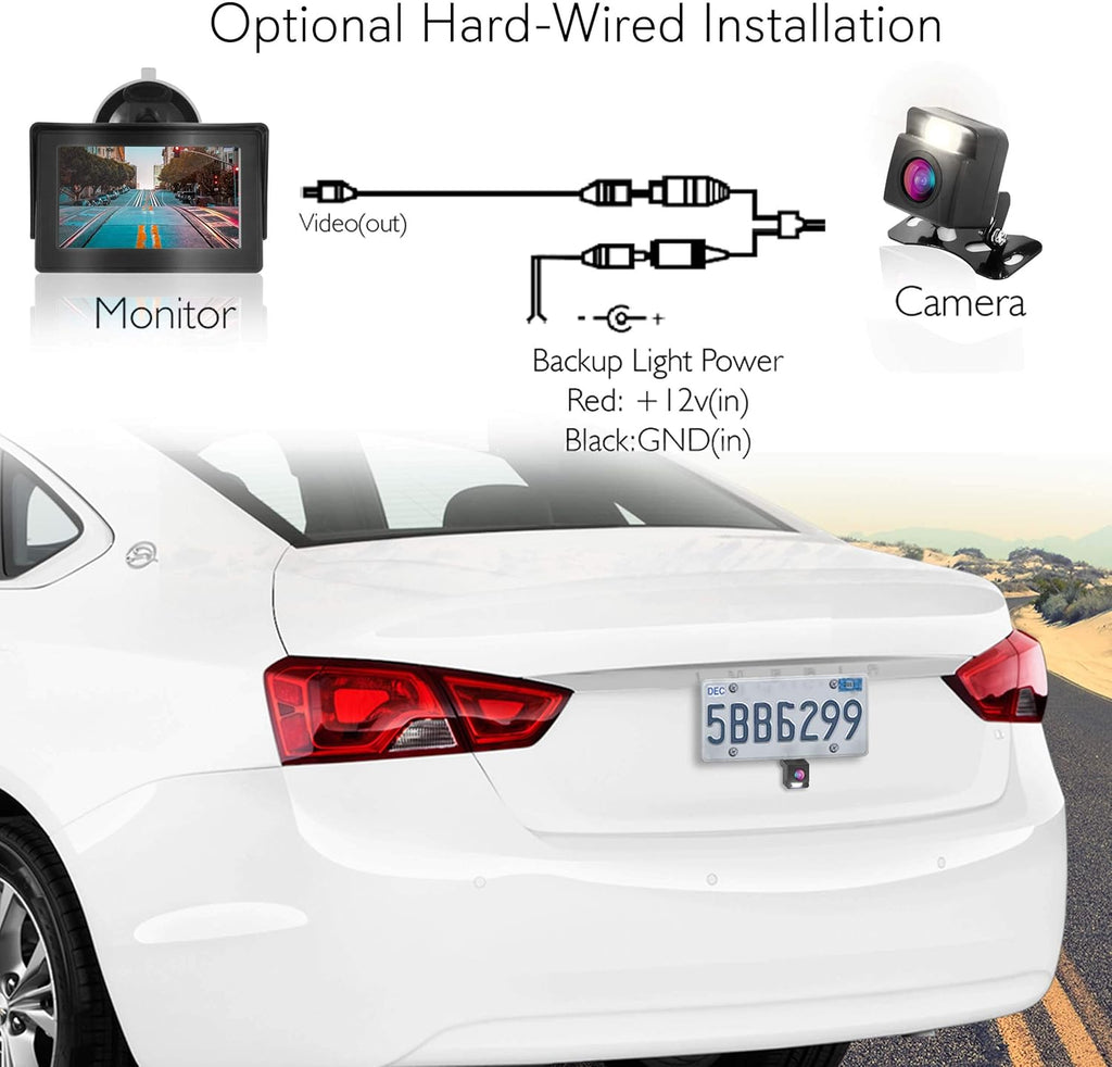 Pyle PLCM4580WIR Wireless Backup Rear View Camera with 4.3" Monitor, Night Vision, Pack of 2 D231303
