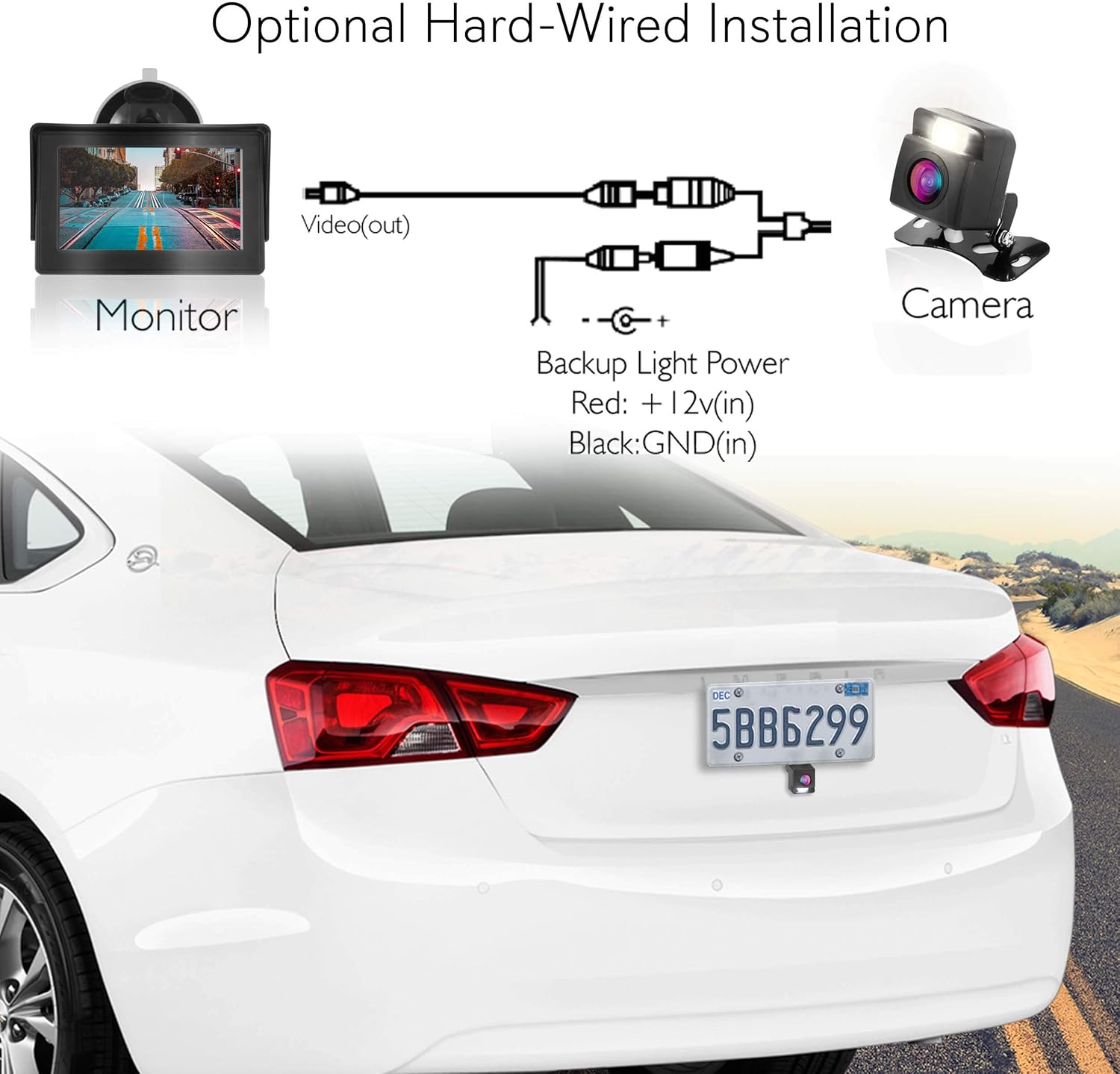 Pyle PLCM4580WIR Wireless Backup Rear View Camera with 4.3" Monitor, Night Vision, Pack of 2 D231303
