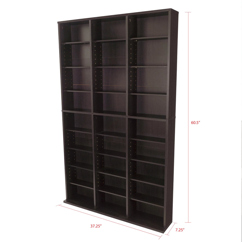 Atlantic Oskar Adjustable Wood Media Storage Bookcase, Espresso Q34005