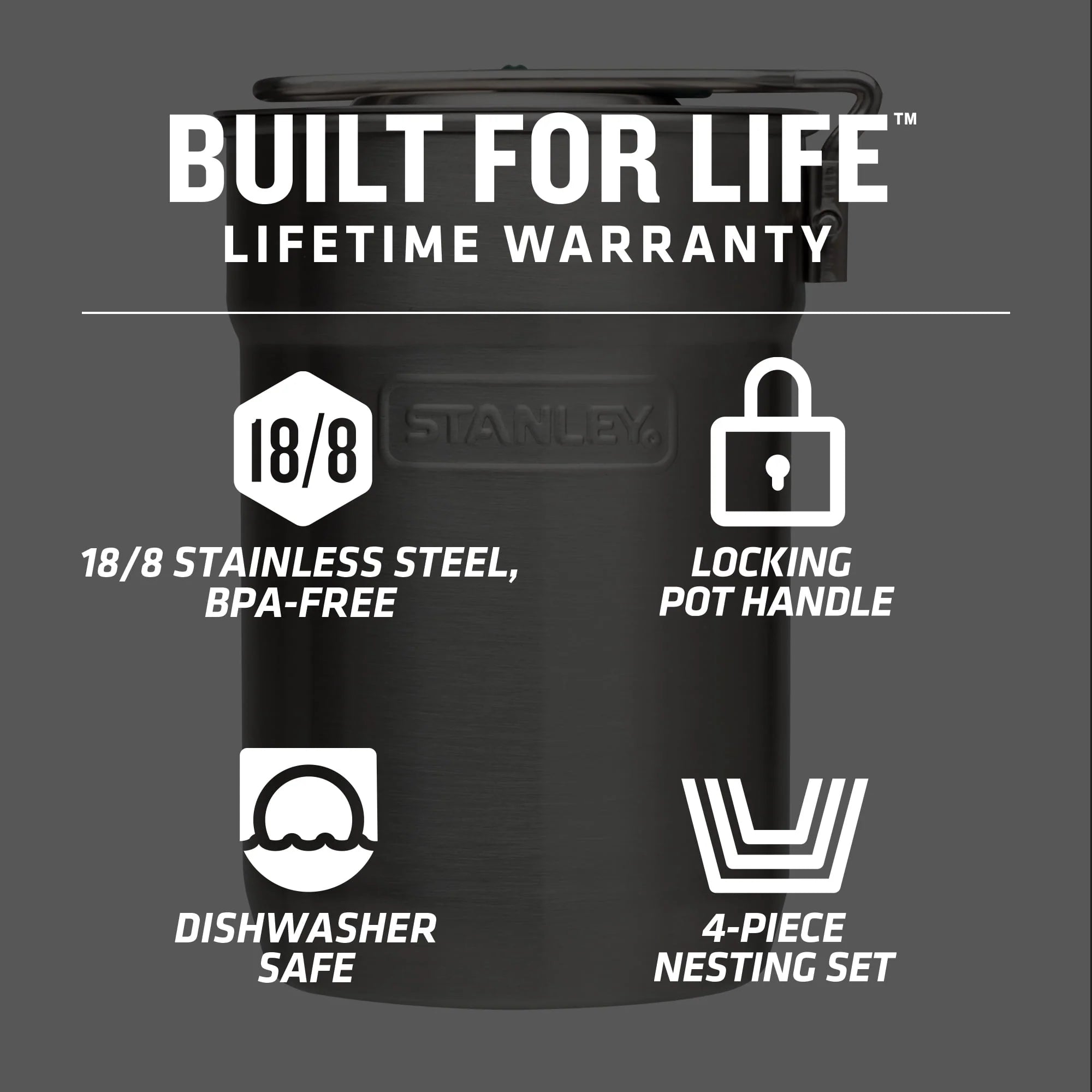 Stanley Adventure Two Cup Stainless Steel Camping Cookware Set X718872