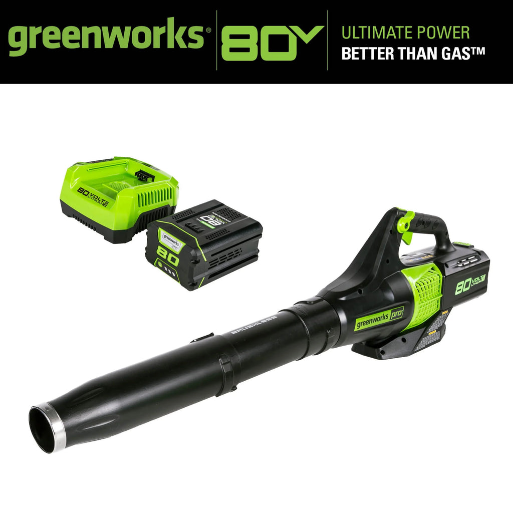 Greenworks 80V Brushless Leaf Blower with 2.5 Ah Battery & Charger G82041