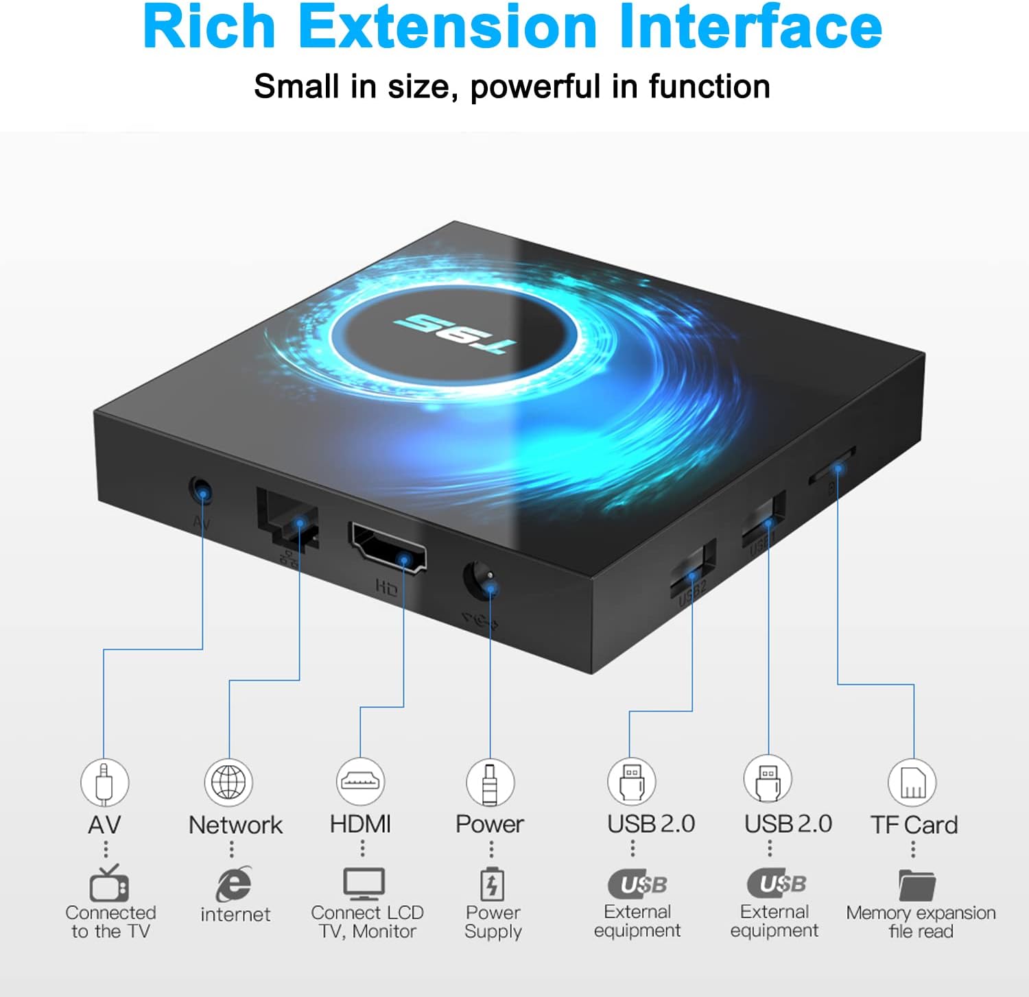 T95 Android 10.0 TV Box 4GB RAM 128GB ROM Dual-Band WiFi Bluetooth 4K UHD H262083