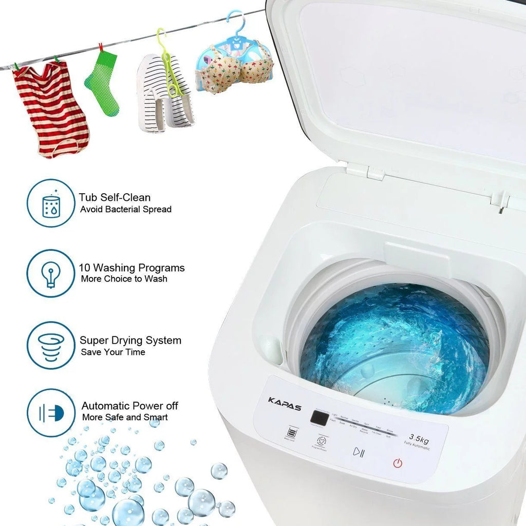 KAPAS Compact Fully Automatic 2-in-1 Washer & Spin Dryer, 8 lbs Capacity Z5317