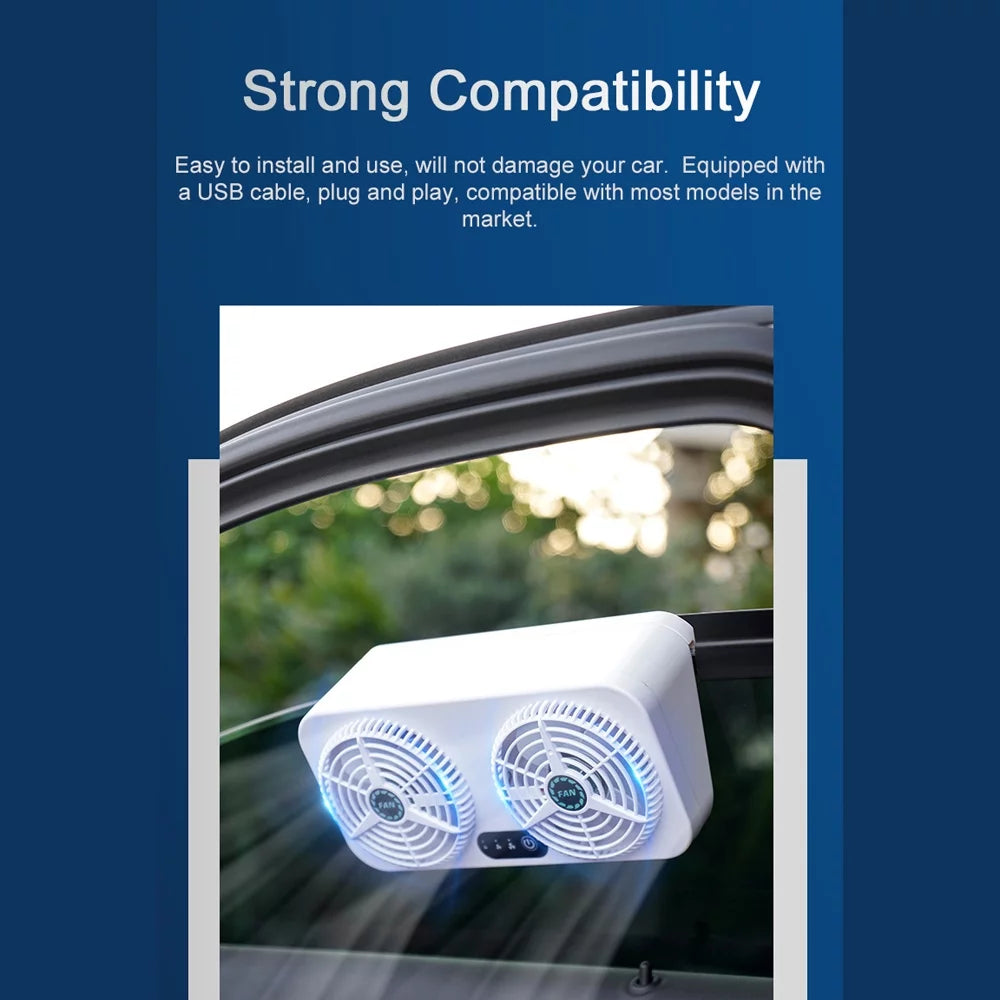Htovila Car Exhaust Fan USB Circulation Ventilator with 3 Adjustable Wind Speed G2044