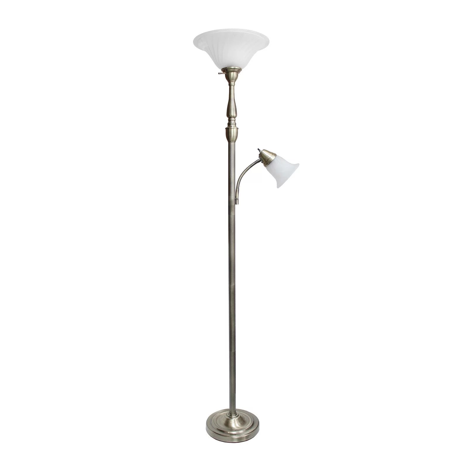 Elegant Designs 2-Light Torchiere Floor Lamp, Brushed Nickel B247