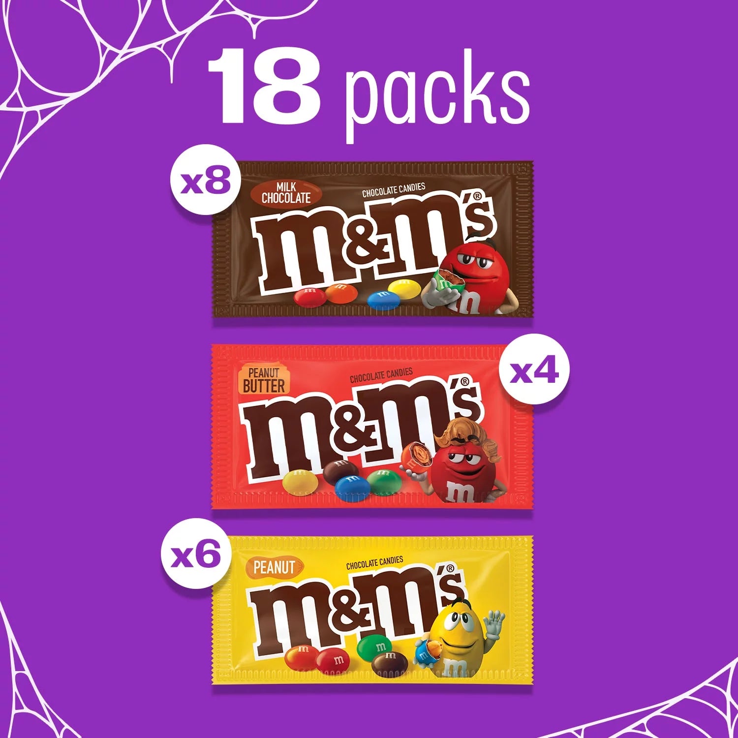 M&M's Full Size Halloween Chocolate Candy Bars 18ct Box E99576