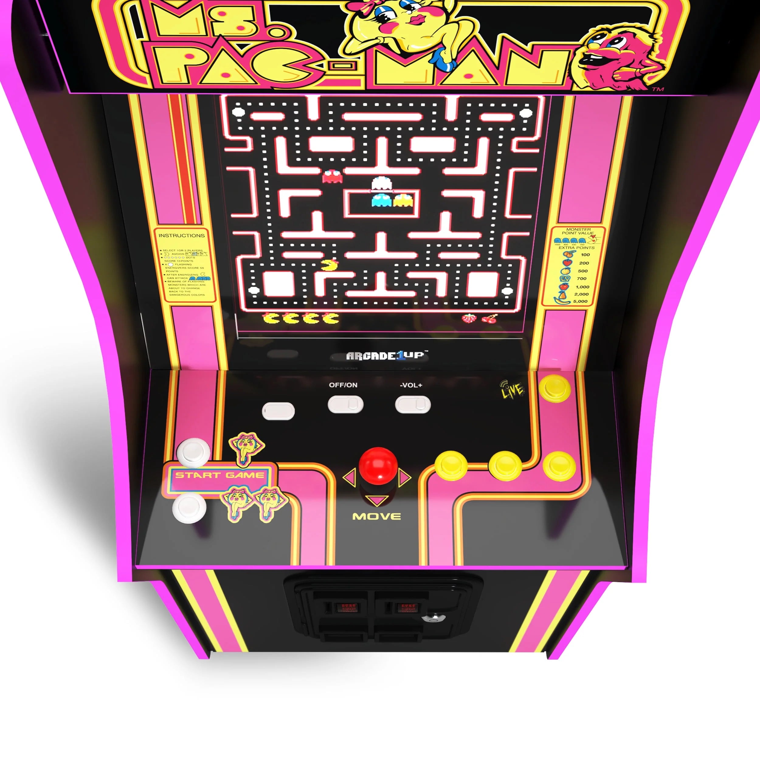 Arcade1Up Ms. PAC-MAN Classic Arcade Game, 4-ft Stand-Up Cabinet, 17-Inch Screen C17514