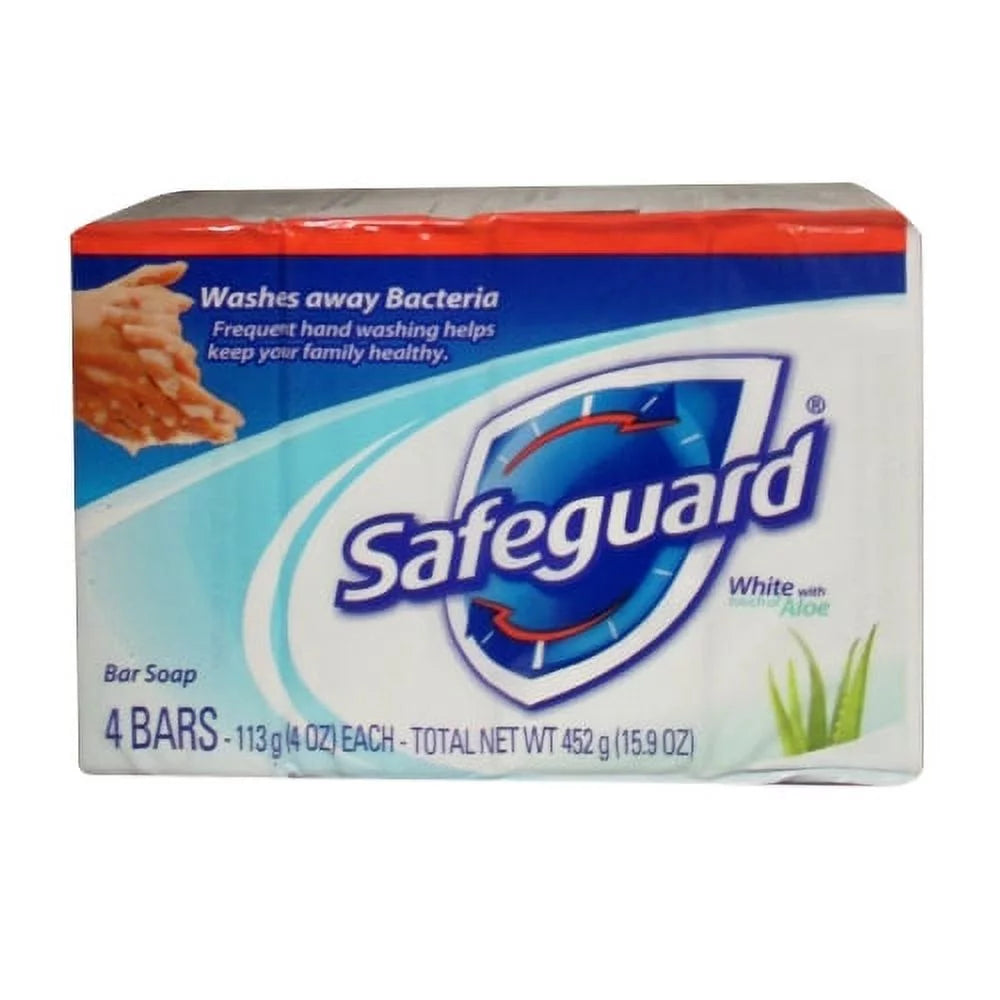 Safeguard Antibacterial Deodorant White Bar Soap With Aloe 4 Oz - 4 Ea, 6 Pack