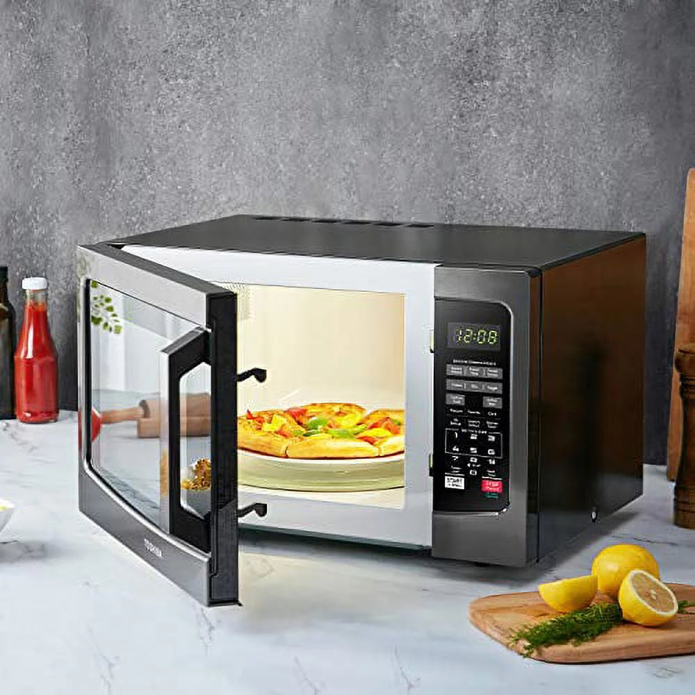 Toshiba EM131A5C-BS Microwave Oven, 1.2 Cu.ft, 1100W, Black Stainless Steel W384481