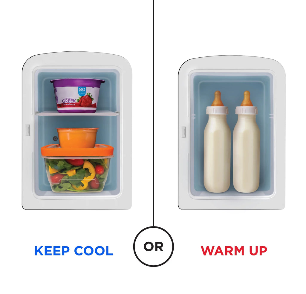 Chefman Portable Mirrored 4L Mini Fridge with Heating and Cooling, Pink R63610