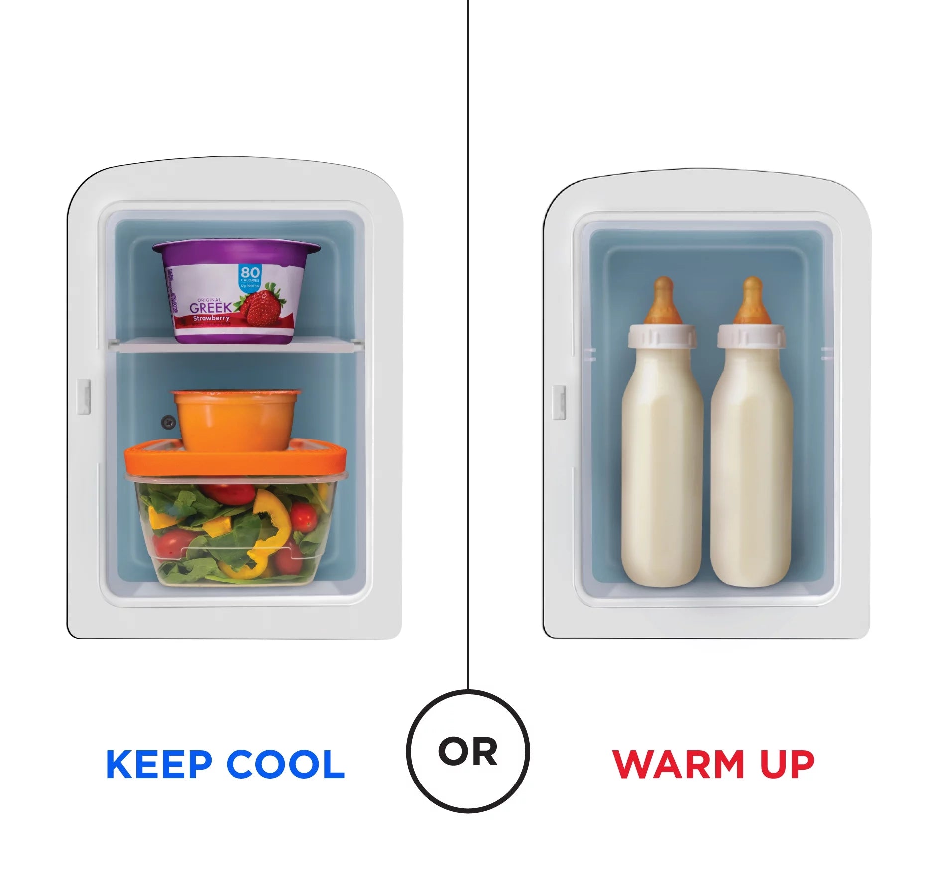 Chefman Portable Mirrored 4L Mini Fridge with Heating and Cooling, Pink R63610