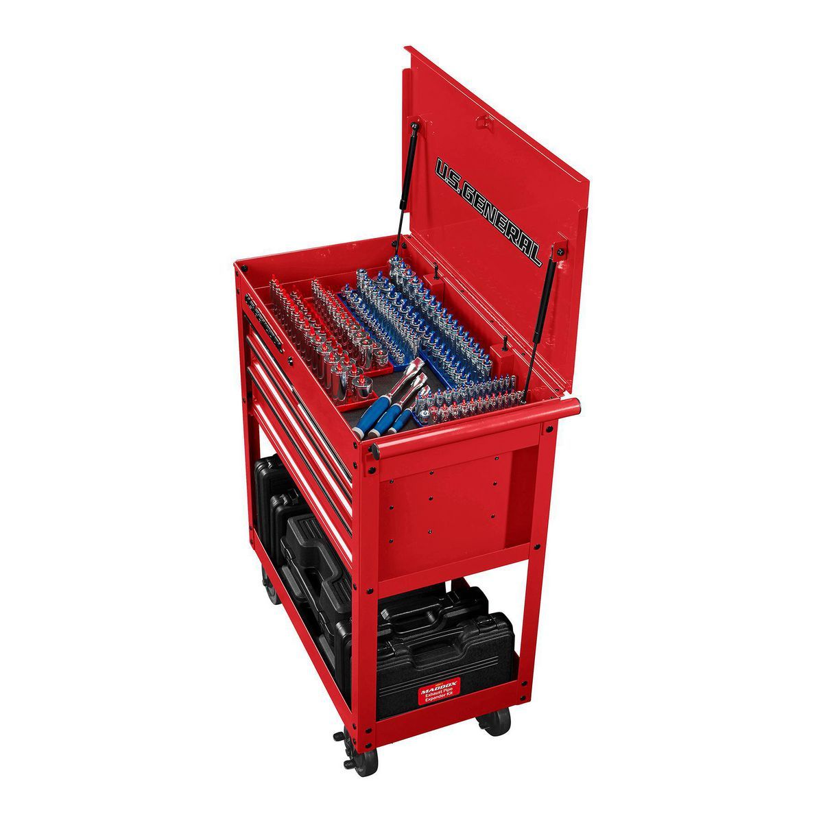 U.S. GENERAL 30 in. 4-Drawer Tech Cart, Red C88183