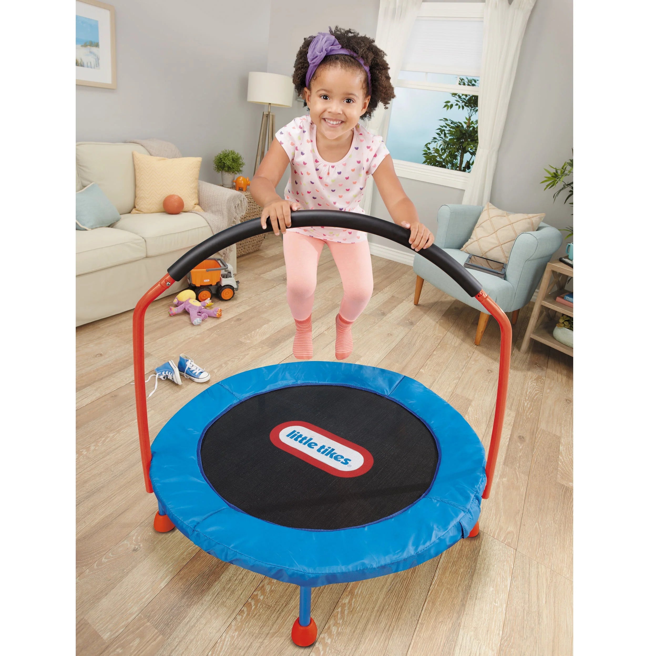 Little Tikes Easy Store 3-Foot Trampoline with Hand Rail, Blue W4103
