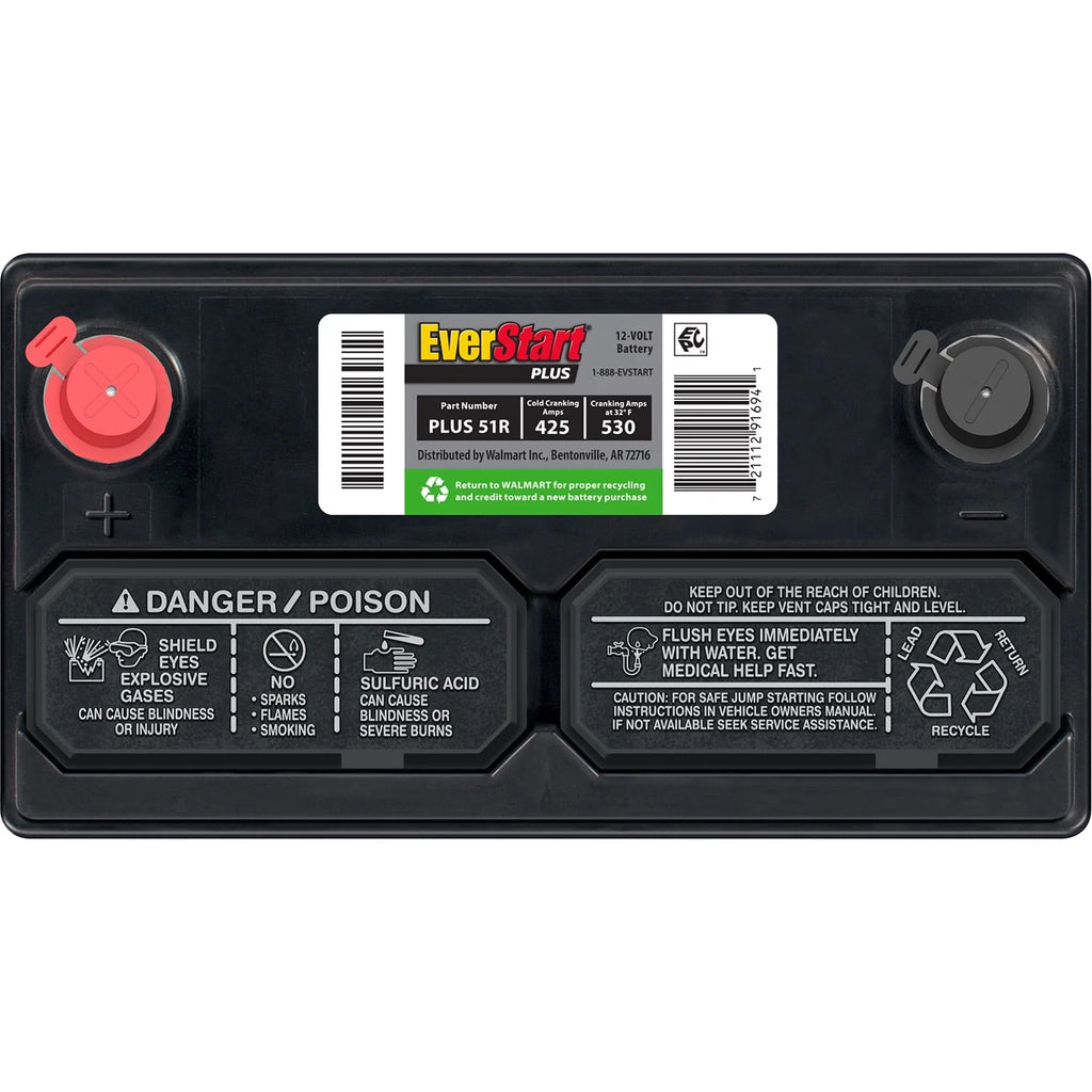 EverStart Plus Lead Acid Automotive Battery Group Size 51R 12V 425 CCA U281512