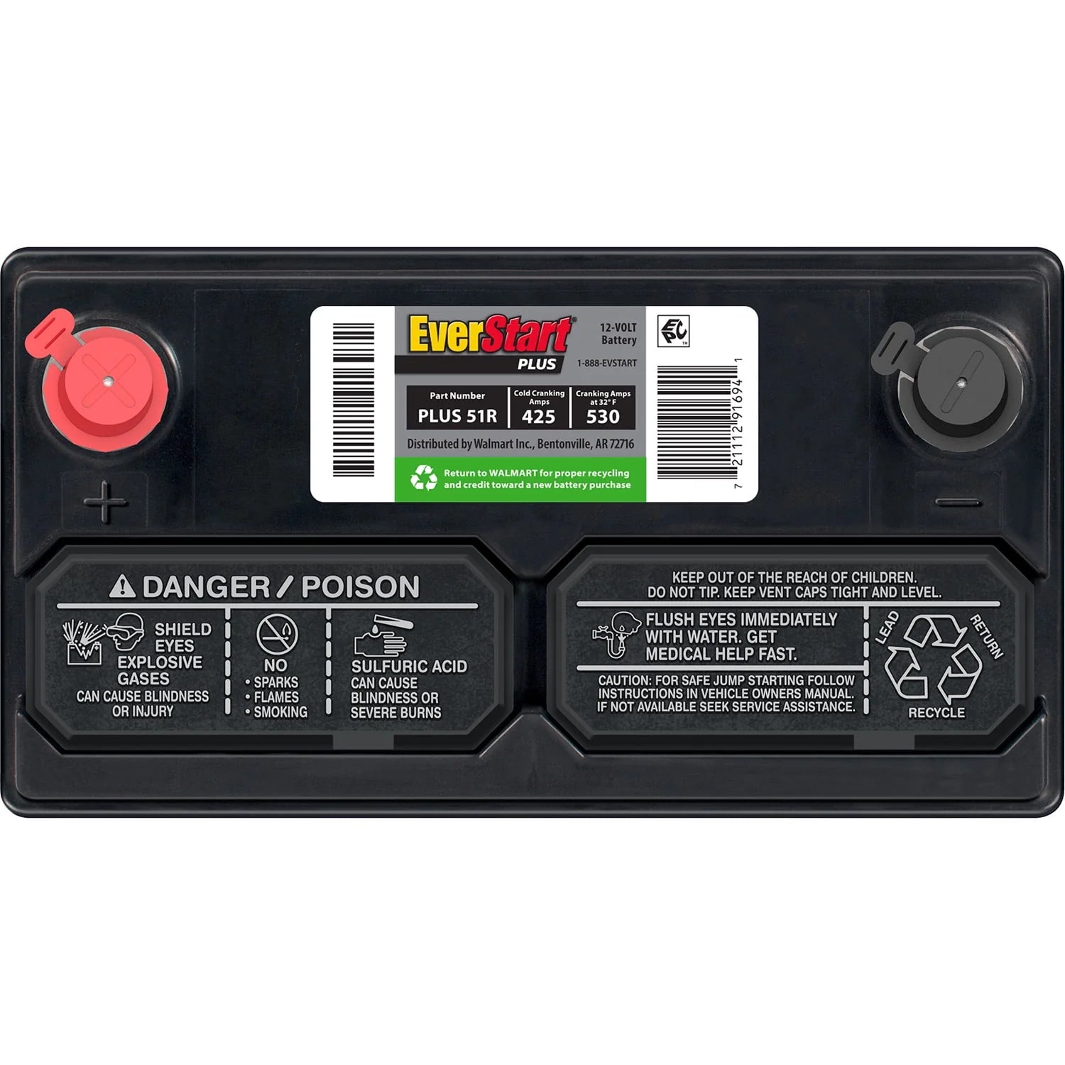 EverStart Plus Lead Acid Automotive Battery Group Size 51R 12V 425 CCA U281512